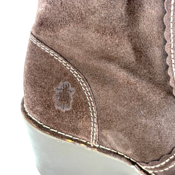Fly London Suede Ankle Boots 10 40 Dark Brown Booties Zip Academia Whimsigoth - Picture 4 of 7
